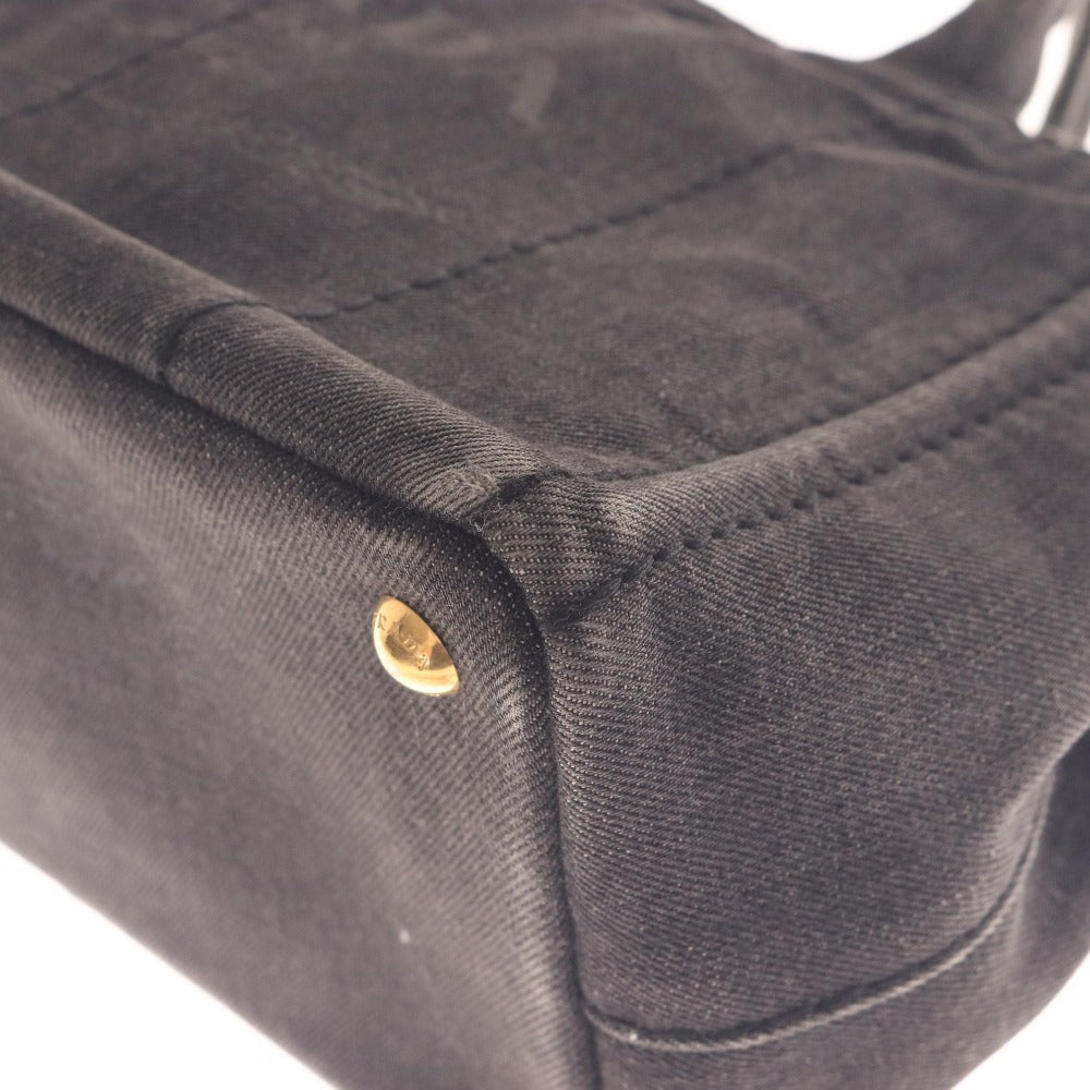 ■ Prada Tote Bag, Handbag, Shoulder Bag, Denim Canapa, 2-Way Canvas, Women's, Size S, Dark Gray, Black, Accessories Included