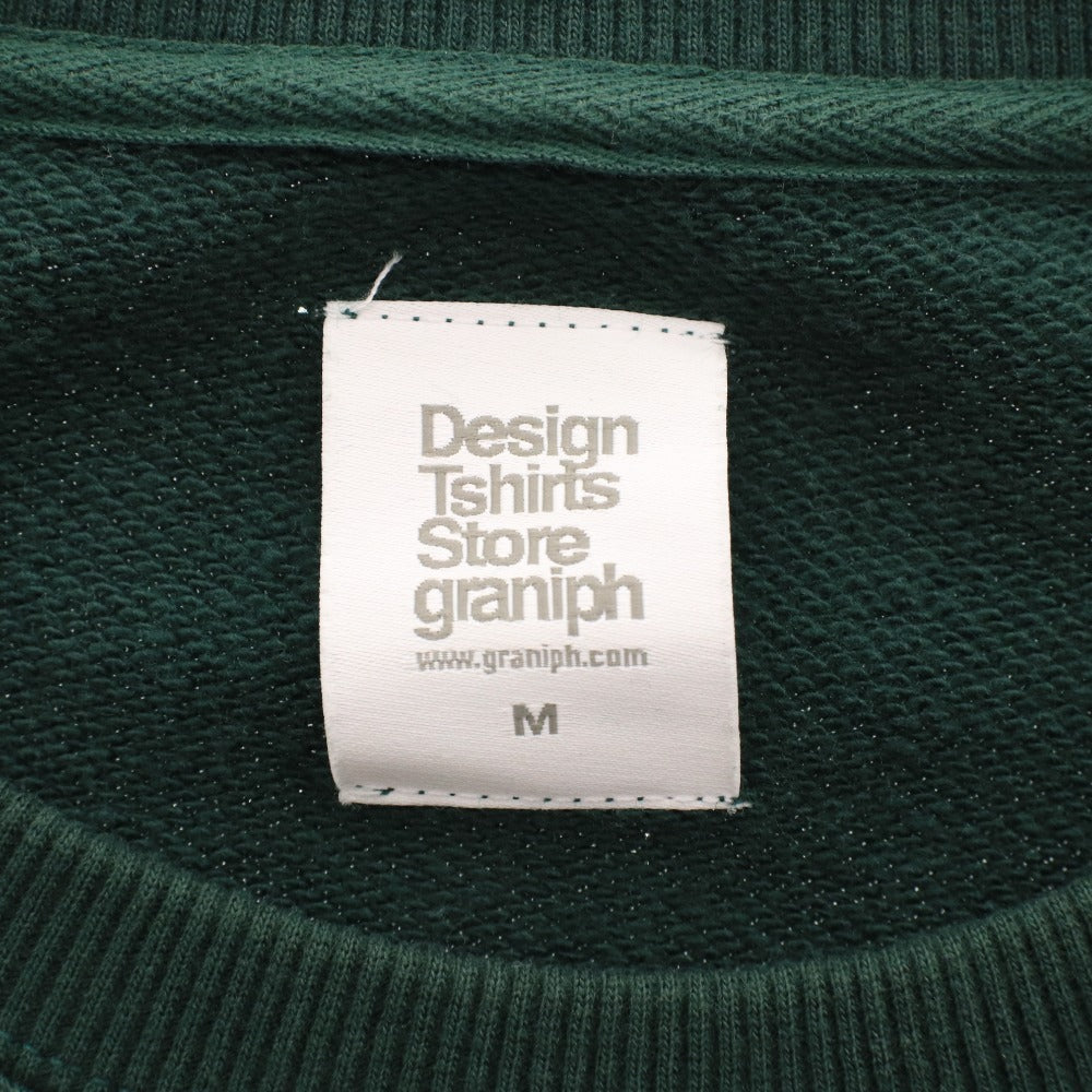 ■ graniph グラニフ トレーナー 長袖 トップス 丸首 イラスト メンズ M グリーン