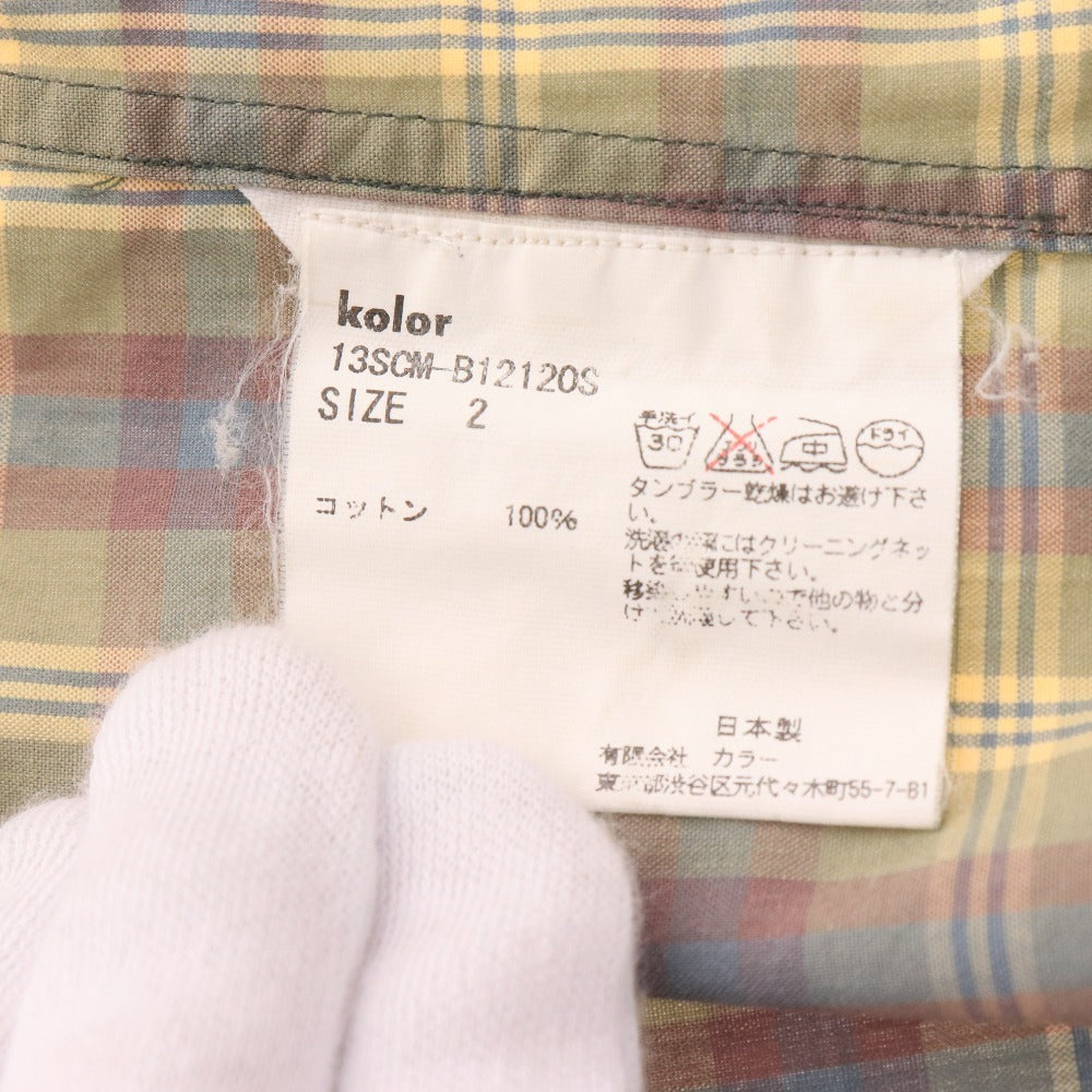 ■ カラー シャツ 長袖 トップス チェック メンズ 2 ブルー グリーン系