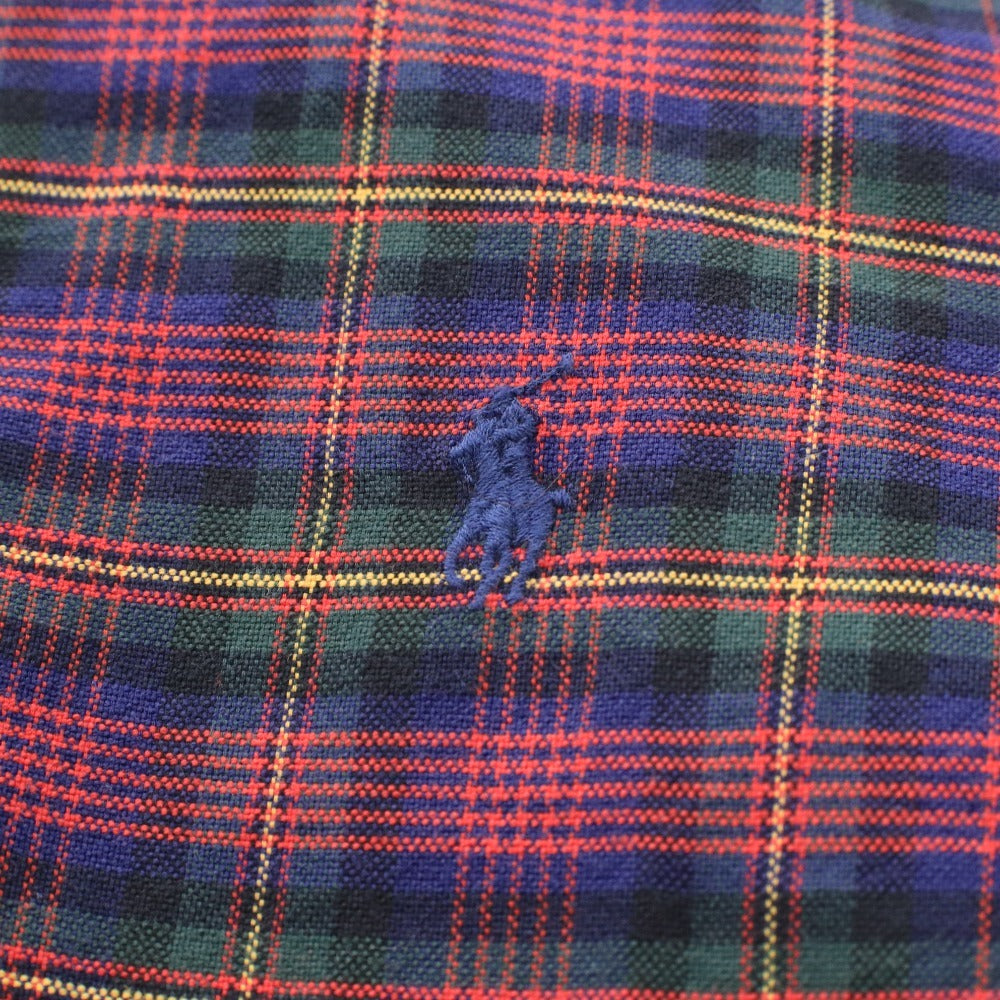 ■ ラルフローレン シャツ 長袖 トップス チェック ロゴ刺繍 ボタンダウン カスタムフィット メンズ S 170/92A レッド グリーン