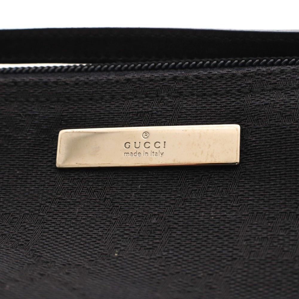 ■ GUCCI GG Canvas Mini Bag 002058 Pouch Handbag Bag Silver Hardware Open Zipper Women's Men's Black
