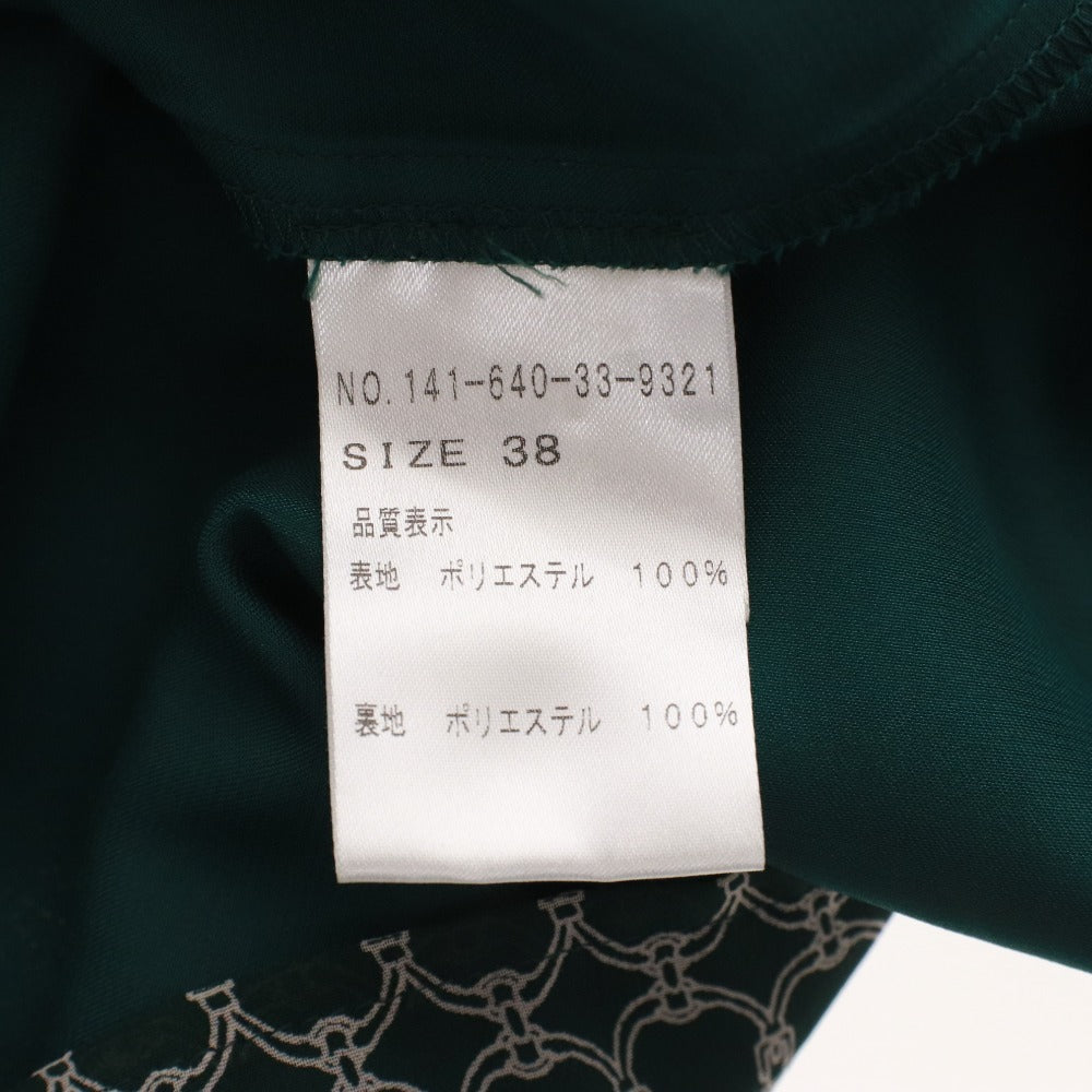 ■ プラティーヌ PLATINE ロングワンピース 半袖 トップス ボトムス 日本製 銀座マギー 総柄 ウエストコード レディース ダークグリーン