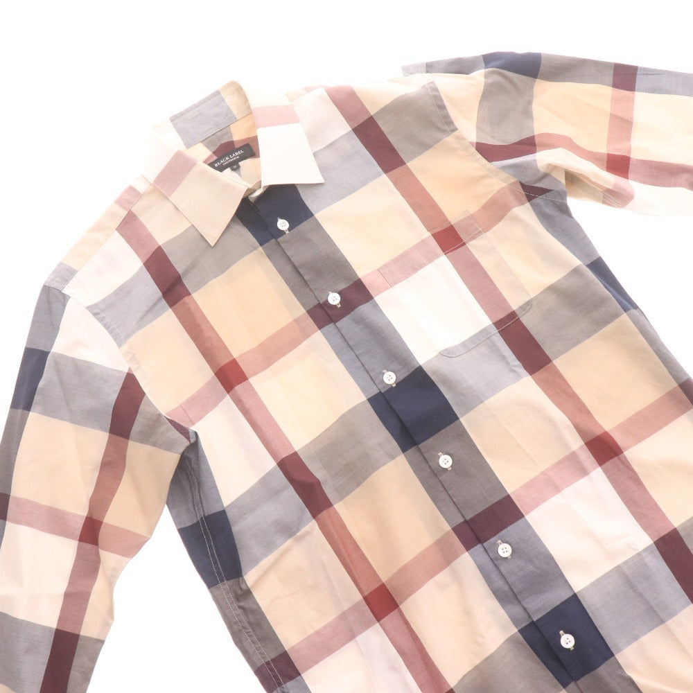 ■ ブラックレーベル クレストブリッジ シャツ ジャケット 長袖 トップス アウター 襟 チェック柄 メンズ M マルチカラー 白 ネイビー系