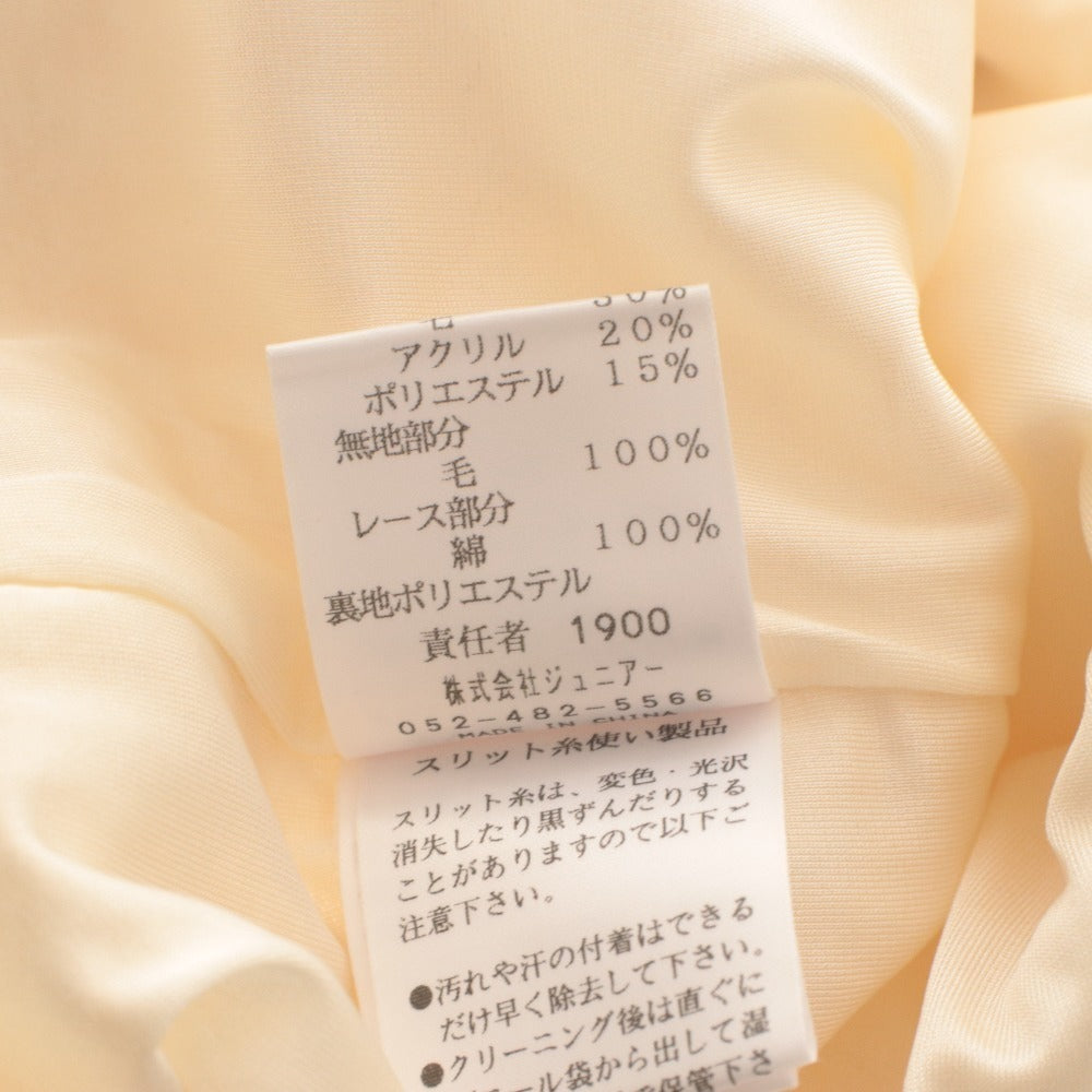■ ローズティアラ Rose Tiara ワンピース 長袖 大きいサイズ レース ツイード レディース 46(XL~XXL相当) アイボリー タグ付き 未使用