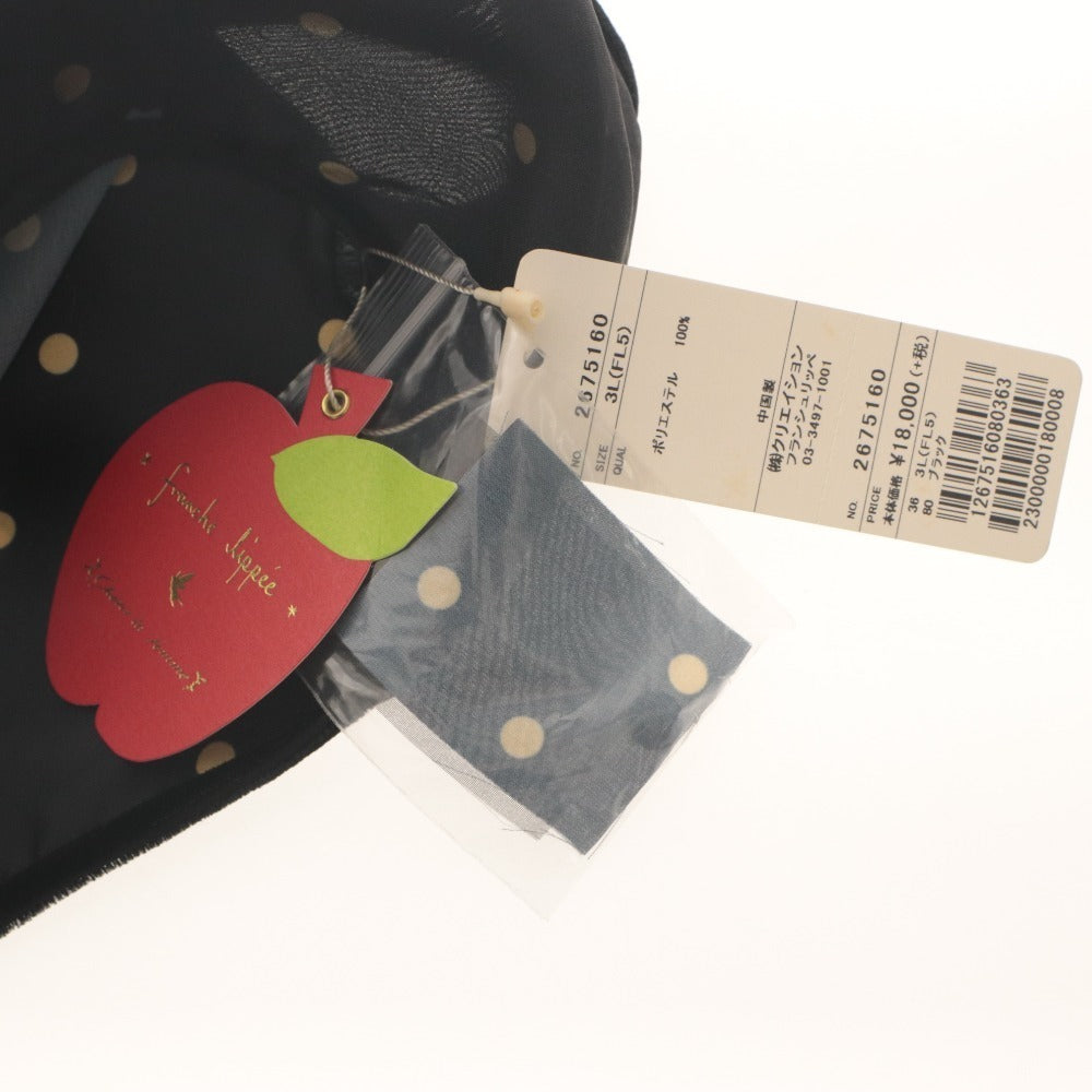 ■ フランシュリッペ franche lippee ブラウス ノースリーブ トップス イチゴ 苺 ドット レディース 3L ブラック系 未使用 タグ付き