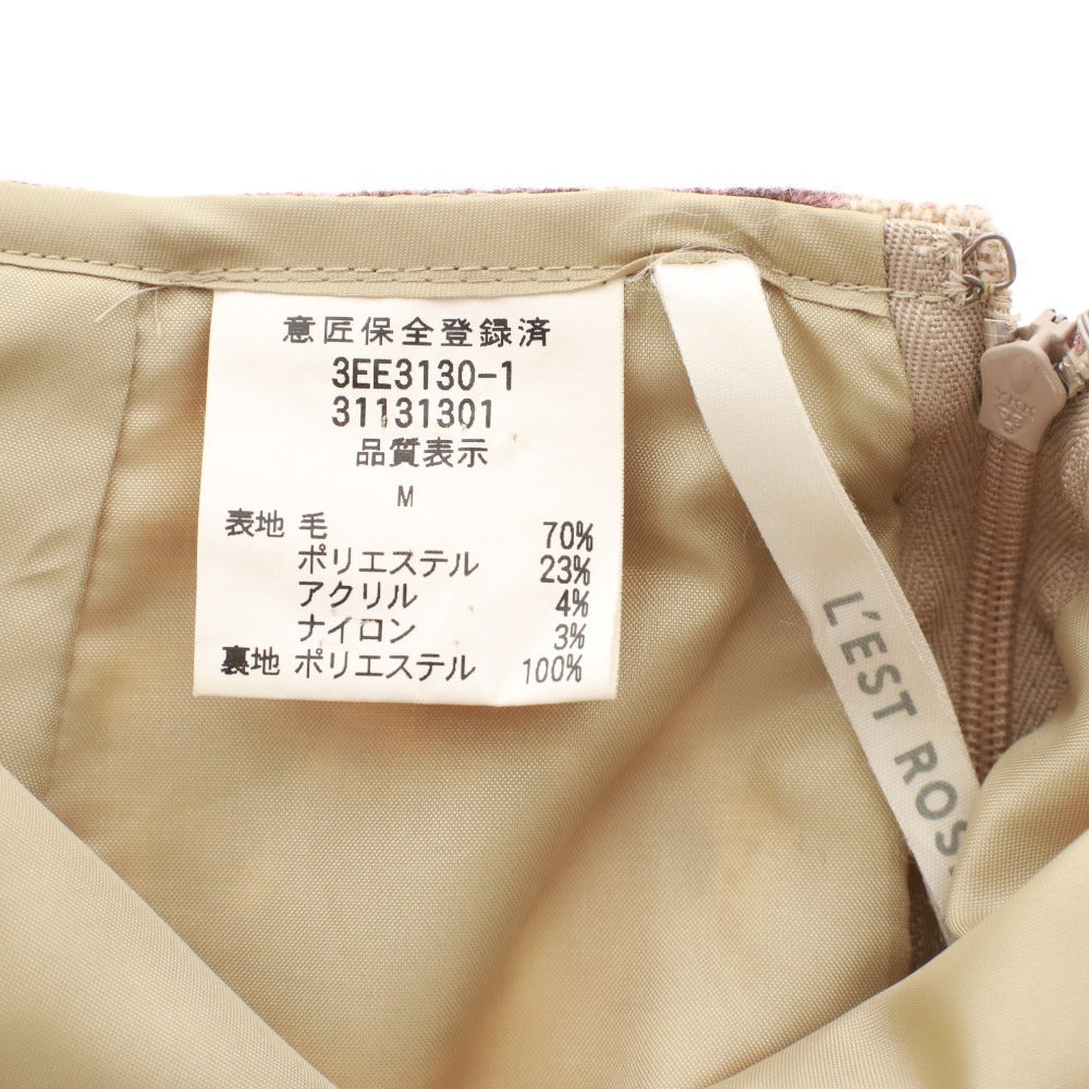 ■ レストローズ スカート ひざ丈 ボトムス 日本製 フリル Aライン 薔薇 レディース M ワイン ベージュ系