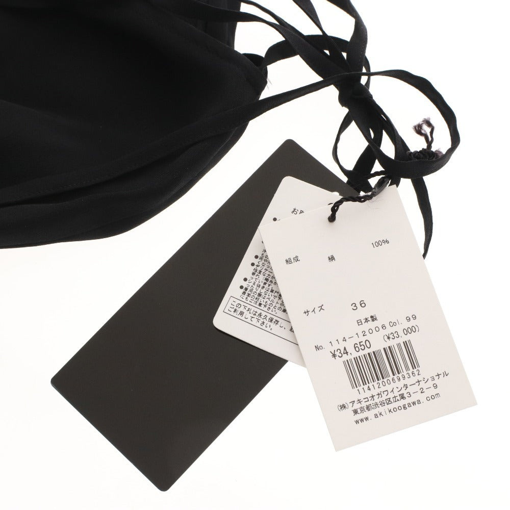 ■ アキコオガワ AKIKO OGAWA カットソー 七分袖 114-12006 トップス 日本製 絹 シルク レディース 36(S相当)ブラック タグ付き
