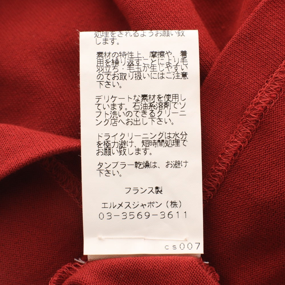 ■ HERMES T-shirt, short sleeve, crew neck, solid color, men's and women's, size 38, red