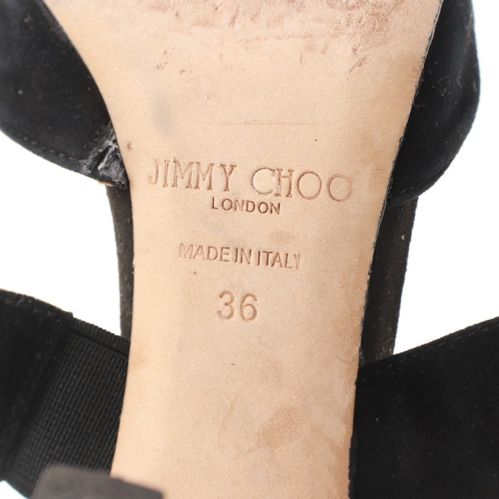 ■ Jimmy Choo mule sandals, suede with crystal buckle, women's size 36 (equivalent to 23cm), black