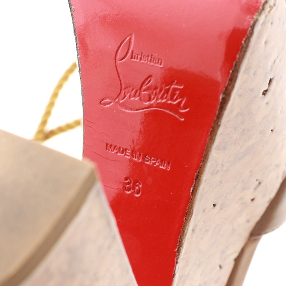 ■ Christian Louboutin Sandals, Wedge Sole, Platform Sole, Women's, Size 36 (equivalent to 23cm), Brown