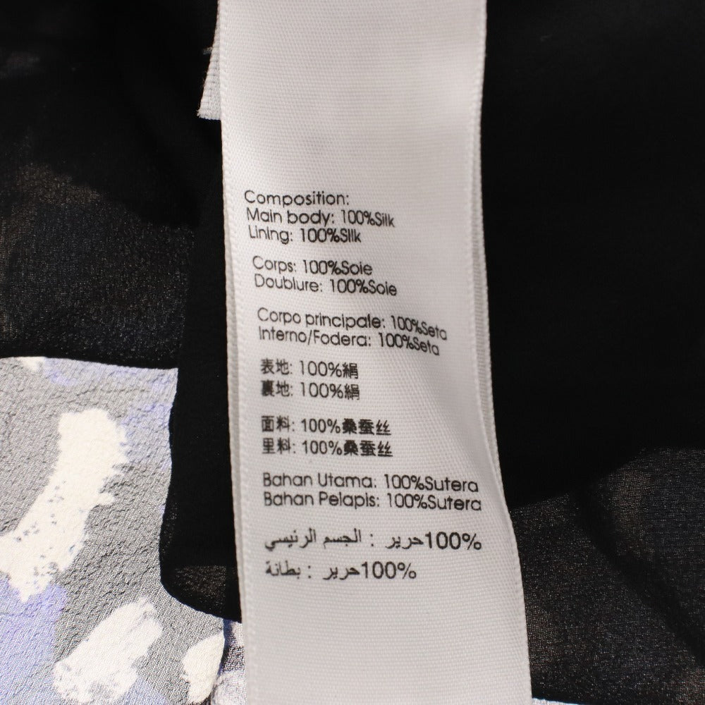 ■ スリーワンフィリップリム ワンピース 長袖 トップス ボトムス 総柄 シルク レディース 2 (M相当)ネイビー ブラック