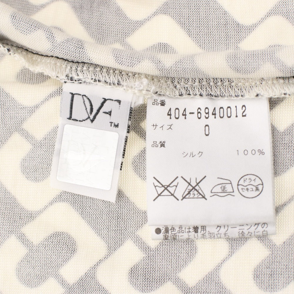 ■ DIANE von FURSTENBERG ラップワンピース 半袖 トップス アウター 前紐 総柄 シルク レディース 0 (XS相当) ブラック アイボリー