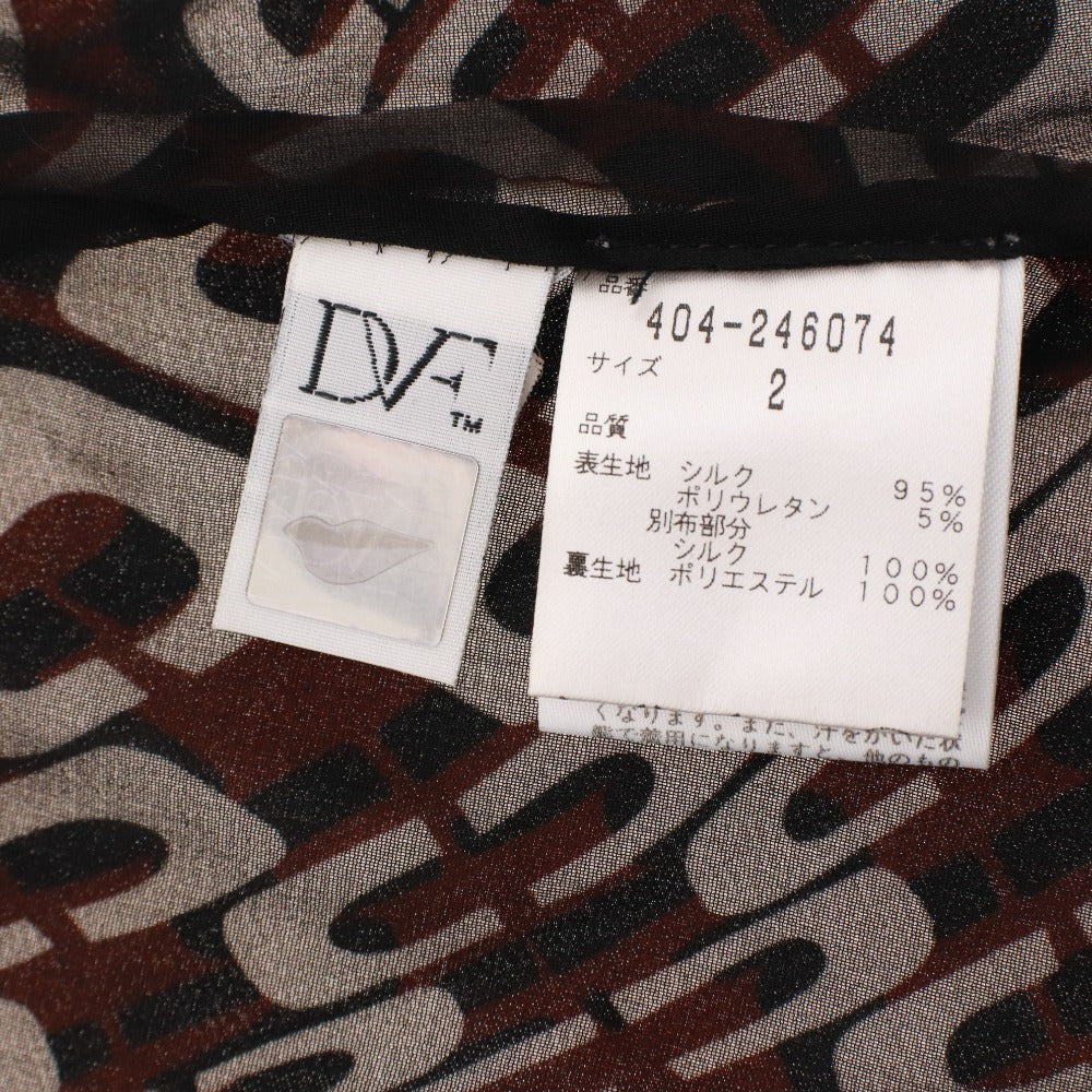 ■ DIANE von FURSTENBERG ラップワンピース 長袖 トップス アウター ひざ丈 総柄 前紐 レディース 2 (S相当) マルチカラー ブラック 等