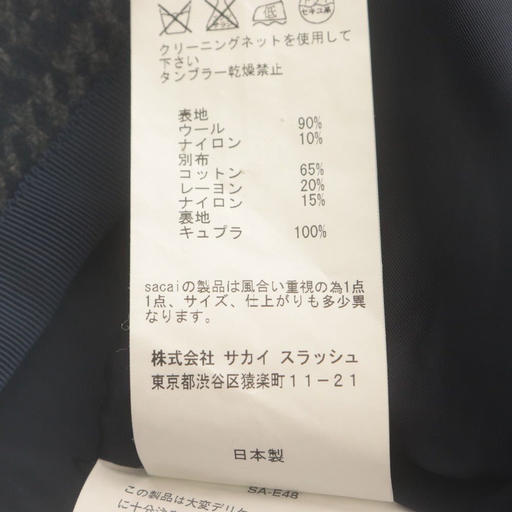 ■ sacai サカイ タイトスカート ひざ丈 ボトムス 千鳥格子 ウール混 レース レディース 1 グレー ネイビー ブルー