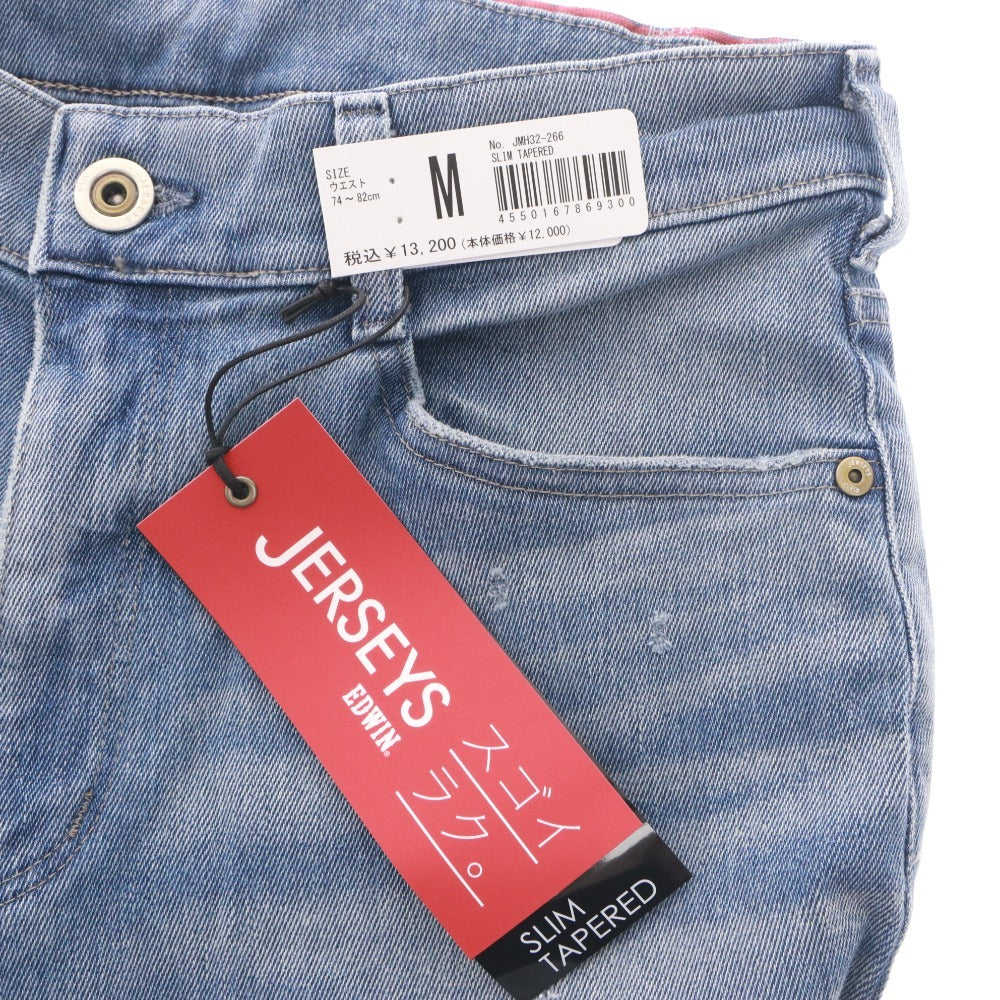 ■ EDWIN エドウィン ジーンズ パンツ ボトムス ジャージーズ JMH32-266 ファスナー ダメージ加工 メンズ M ネイビー系 タグ付き 未使用