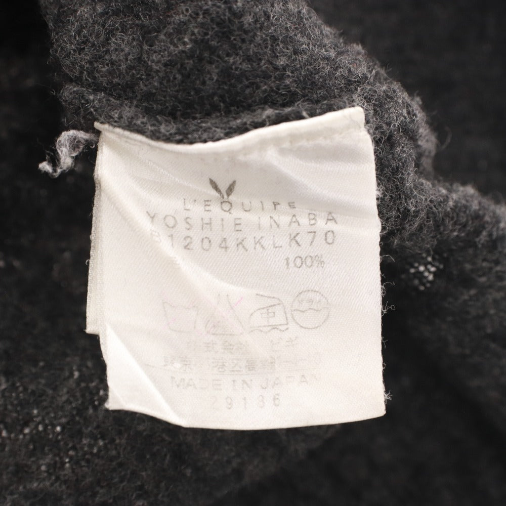 ■ YOSHIE INABA Women's Cashmere Nordic Knit Long Sleeve Sweater, Made in Japan, Size F, Gray