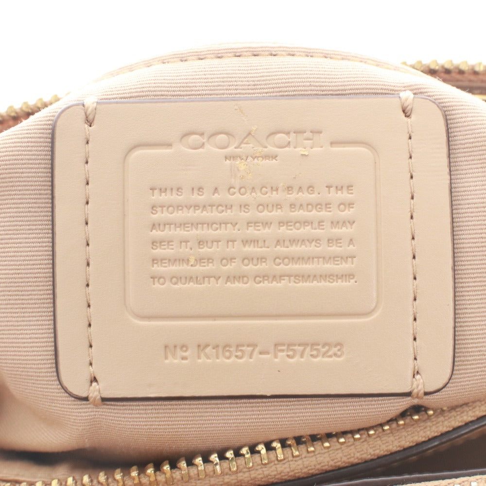 ■ Coach Mini Christy Carryall Leather Handbag Shoulder Bag Women's Beige