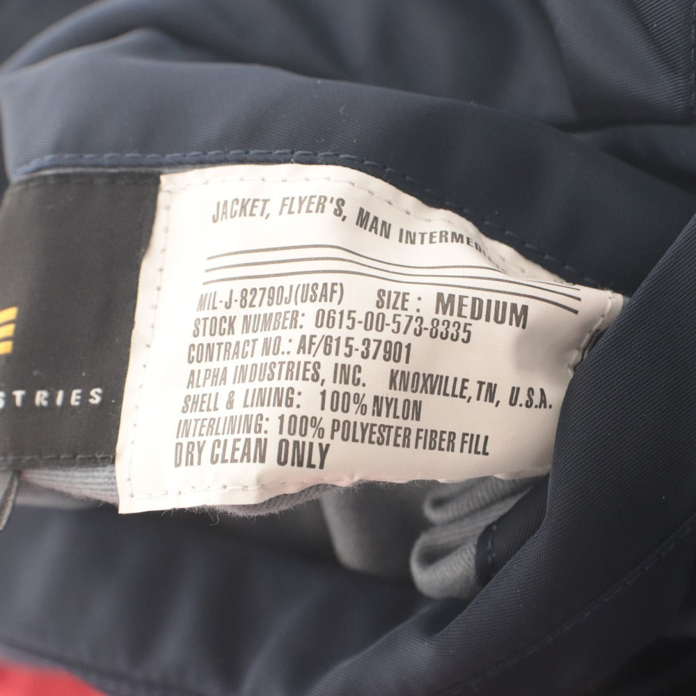 ■ ALPHA INDUSTRIES Down Jacket Outerwear Zipper Pockets NASA Patch Men's M Navy