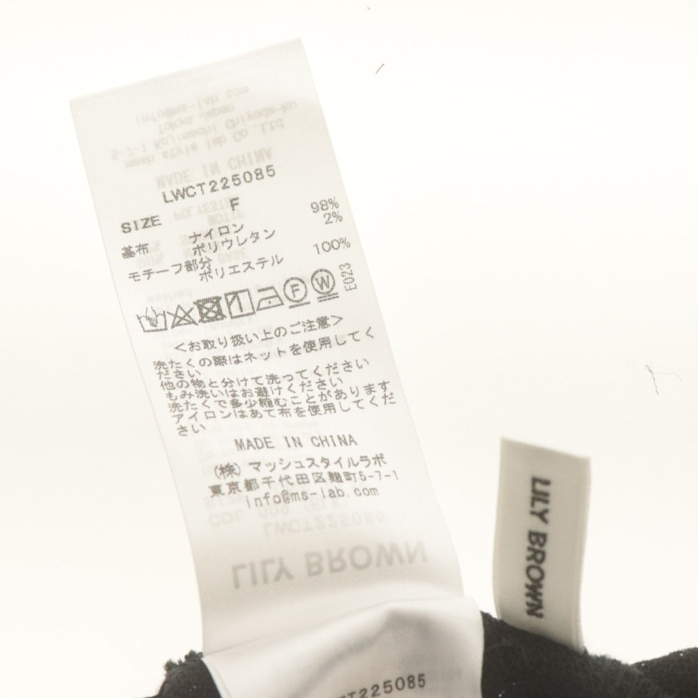 ■ Lily Brown リリーブラウン プルオーバーシャツ 長袖 ニット トップス 花柄風レース レディース F (フリーサイズ) ブラック 黒