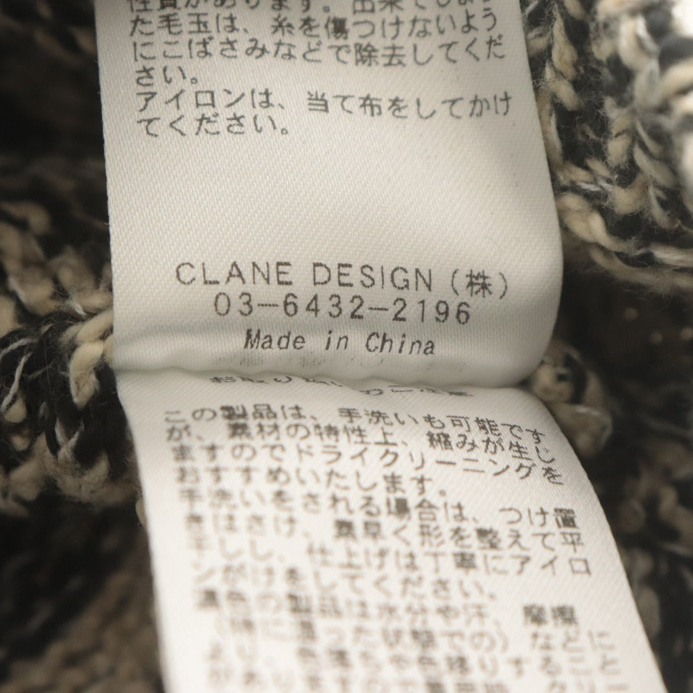 ■ CLANE クラネ ショートセーター 長袖 トップス COTTON SHORT KNIT TOPS コットンショートニット レディース 1 (S相当) ベージュ系 黒