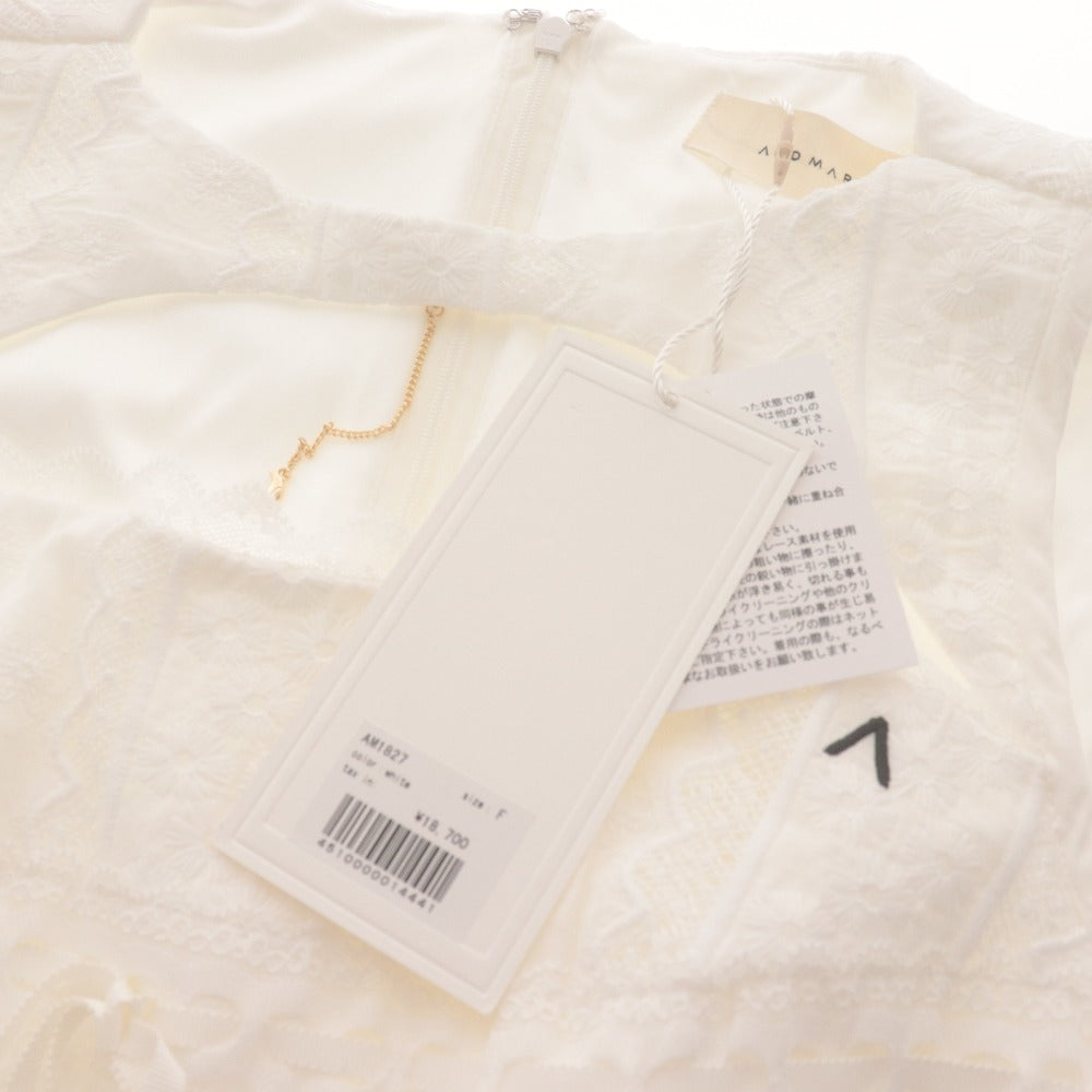 ■ ANDMARY Dress Sleeveless Mini Length Lace Ribbon Women's One Size White With Tags Unused