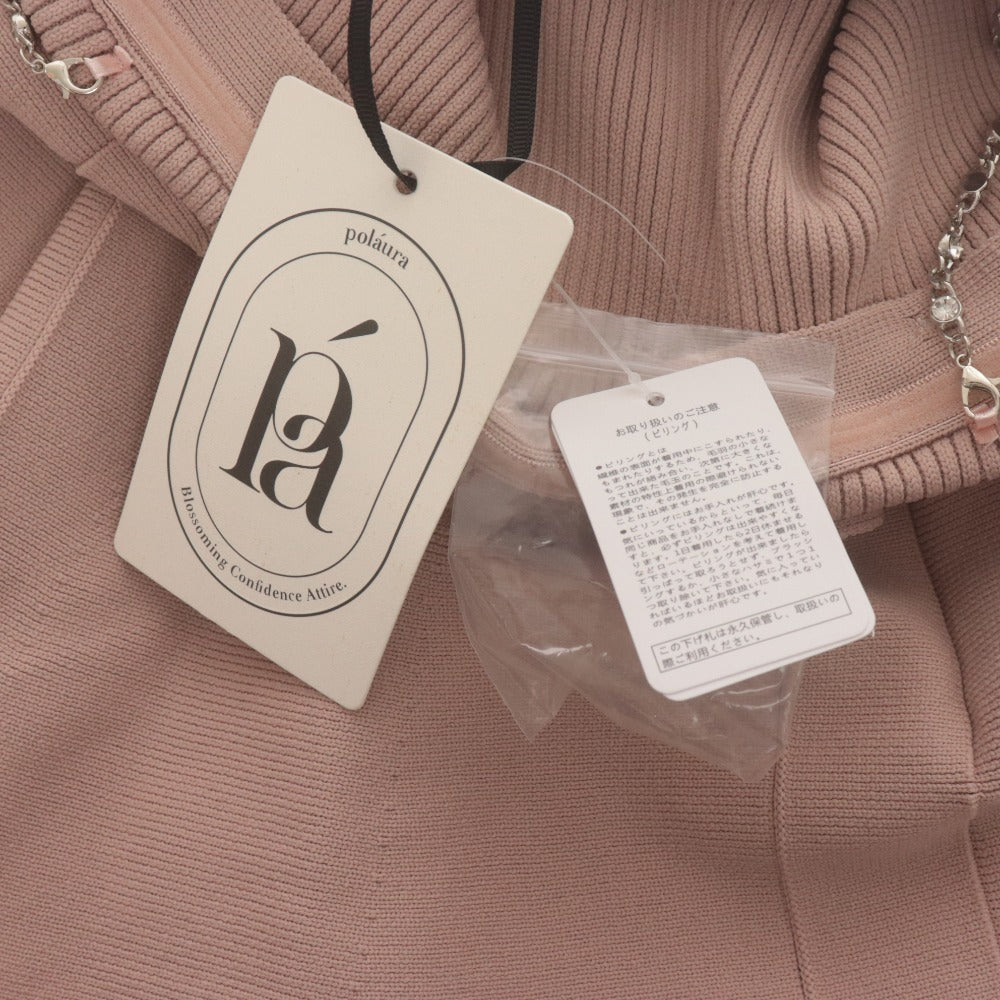 ■ Polaura Bear Top Chain Strap Peplum Knit Top Women's Free Size Pink Beige With Tags Unused