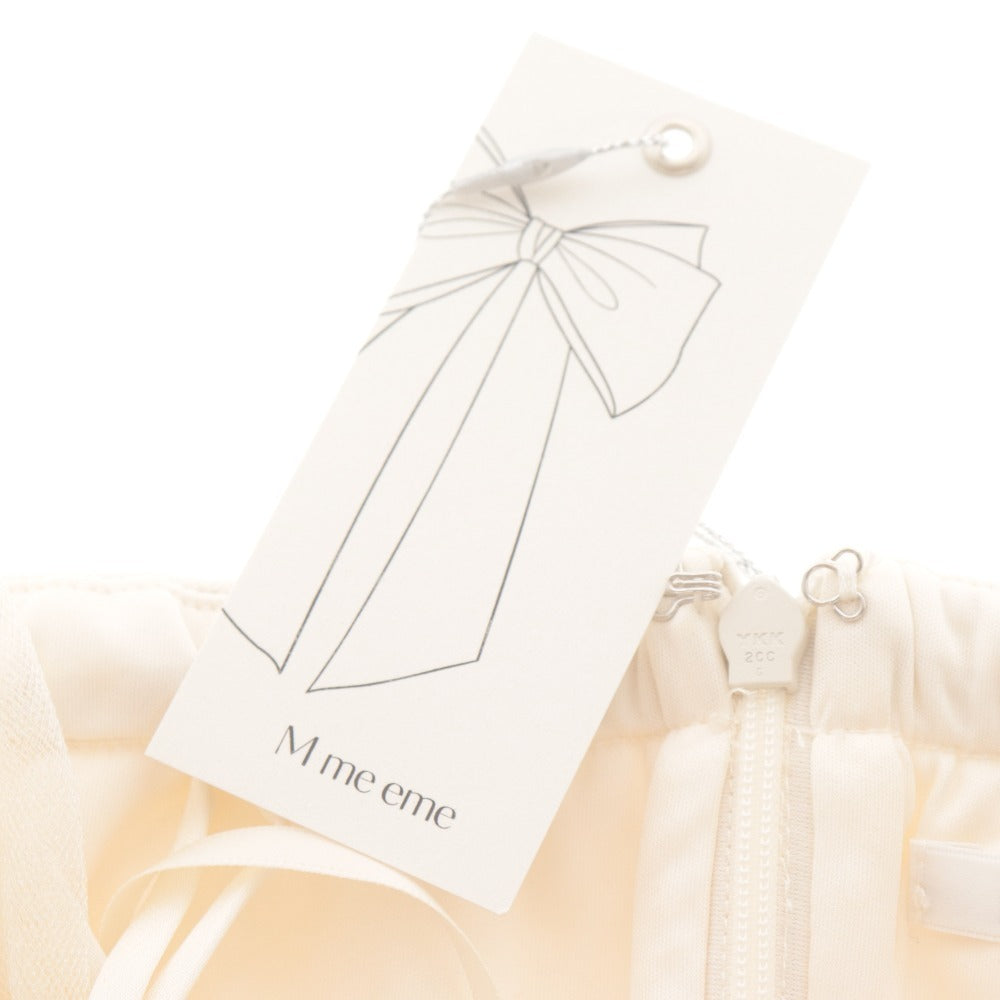 ■ M me eme Mini Dress Long-Sleeve Top Tulle Ruffles Bow Women's One Size Ivory Tagged Unused