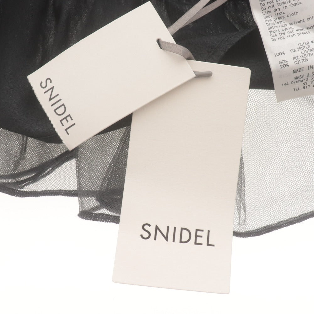 ■ Snidel SNIDEL Off-the-Shoulder Top Short Sleeve Cropped Short Length Ruffle Tulle Women's Free Size Dark Gray With Tags Unused