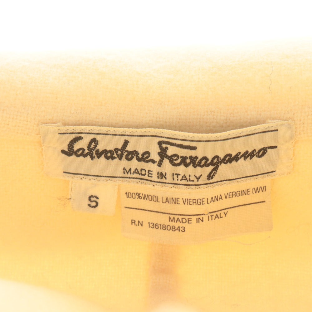 ■ Salvatore Ferragamo coat jacket, long sleeves, outerwear, virgin wool, women's, size S, ivory, defective