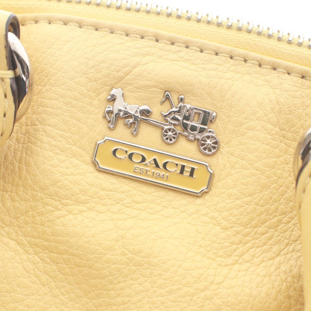 ■ COACH コーチ ハンドバッグ ショルダーバッグ 鞄 ファスナー タグ ポケット ロゴ レディース ライトイエロー系