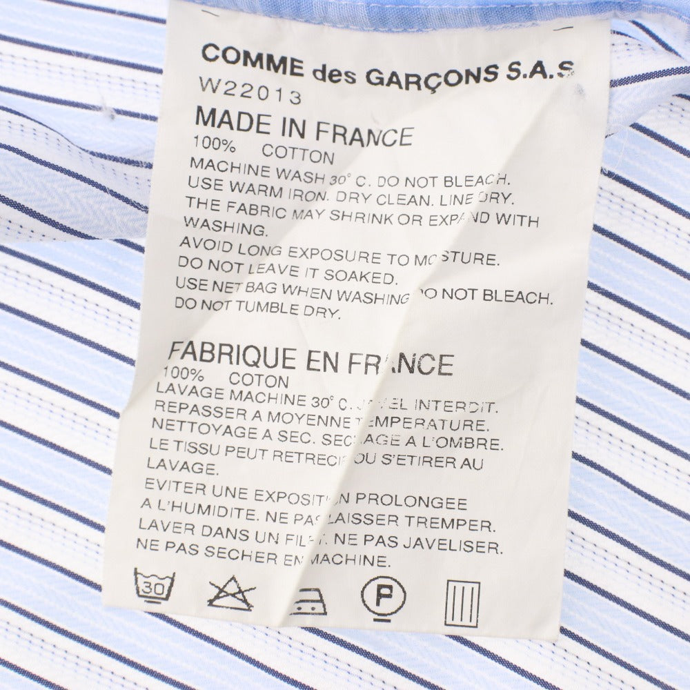 ■ COMME des GARCONS SHIRT Long Sleeve Shirt W22013 Stripe Gingham Check Made in France Patchwork Men's S White Light Blue