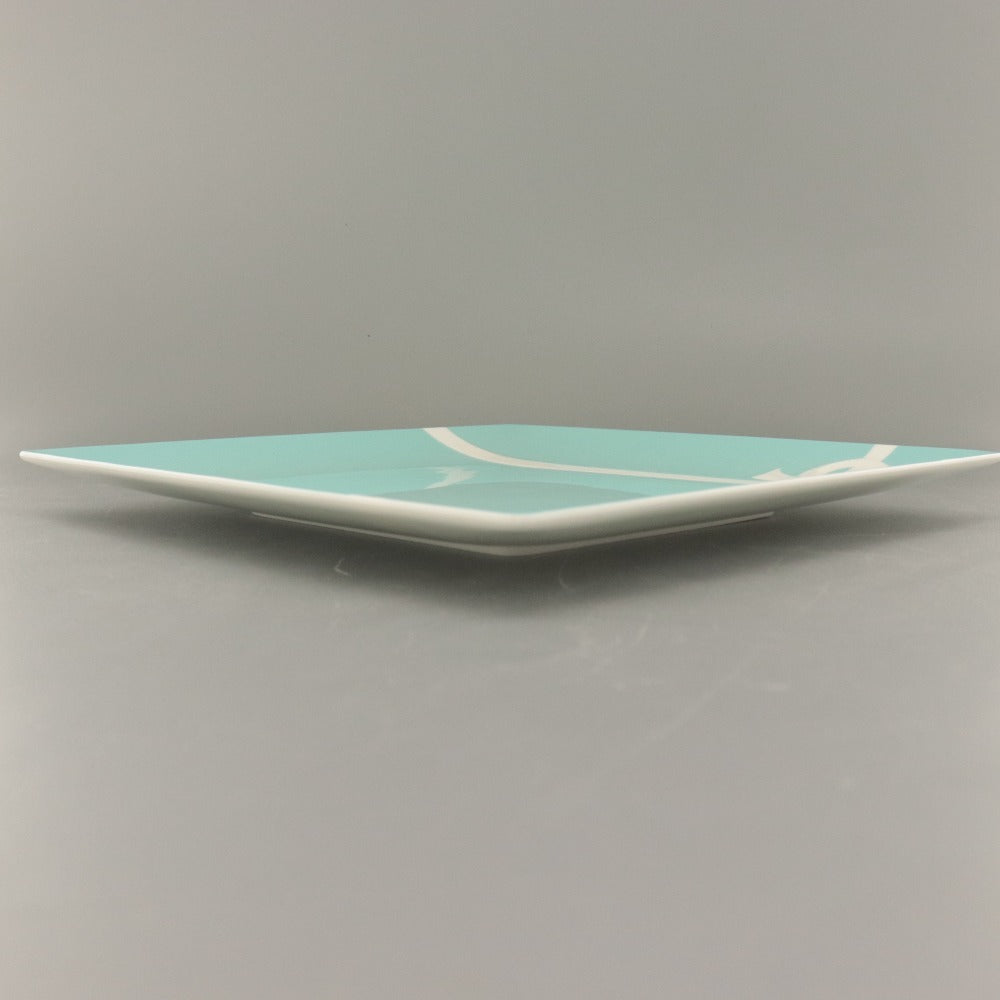 ■ TIFFANY&CO. ティファニー スクエア プレート ブルーボックス リボン 浅 角皿 食器 陶器 全長24cm