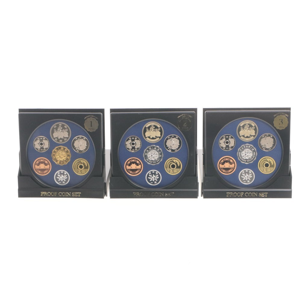 ■ オールドコインメダルシリーズ 1 2 3 プルーフ貨幣セット 3点セット まとめ売り 造幣局 限定 純銀製 年銘板 箱 ケース付き 未開封