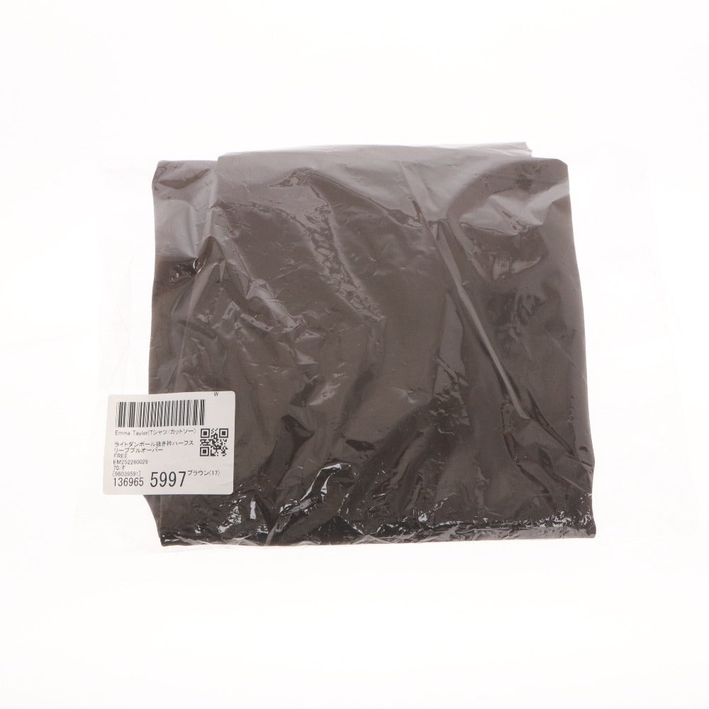 ■ Emma Taylor Pullover Short-Sleeve Top, Light Double Knit, Half-Sleeve, Women's Free Size, Brown, With Tags, Unused