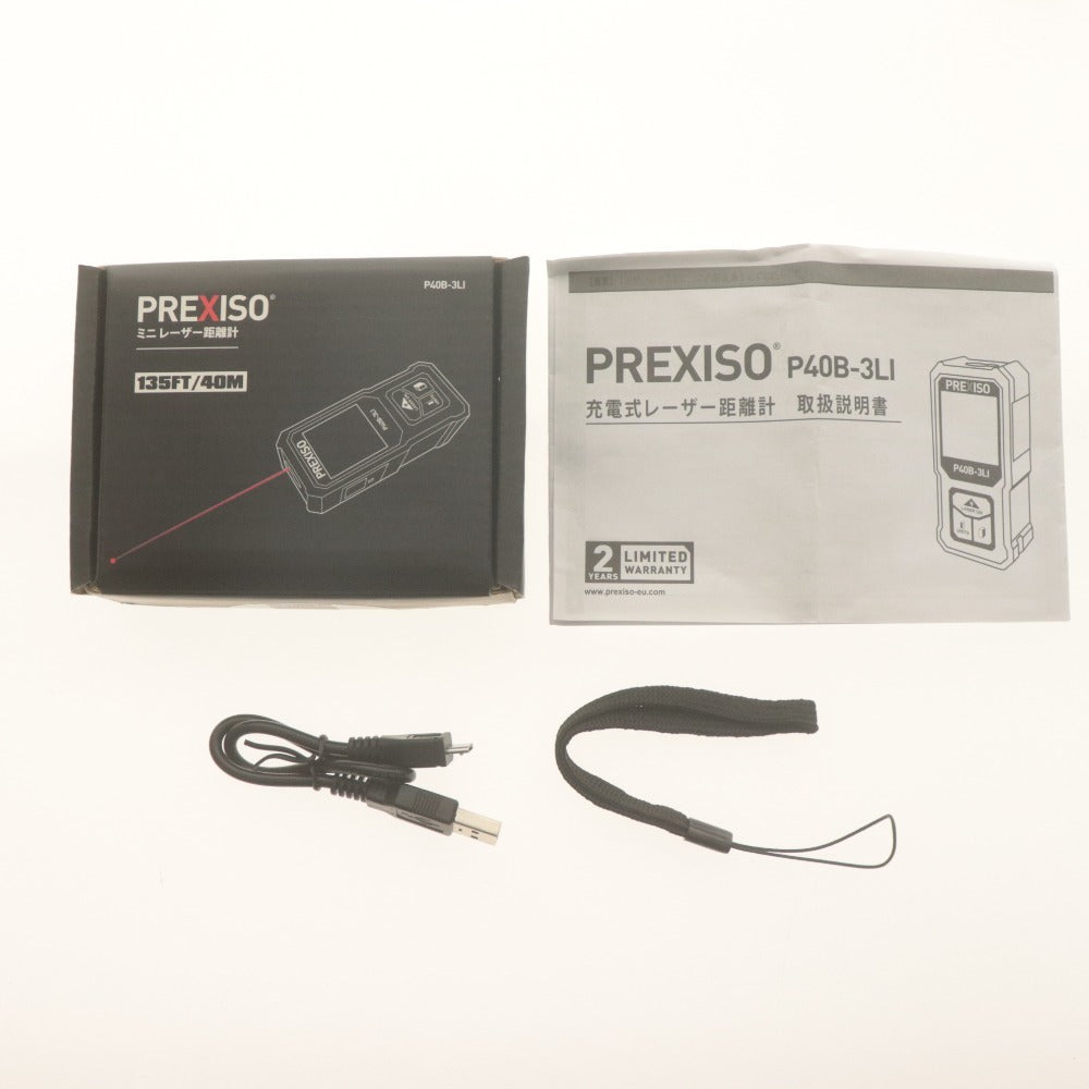 ■ PREXISO ミニレーザー距離計 P40B-3LI 135FT/40M USB充電式 PSCマーク 電子距離計 高精度 箱/付属品付き 動作確認済み