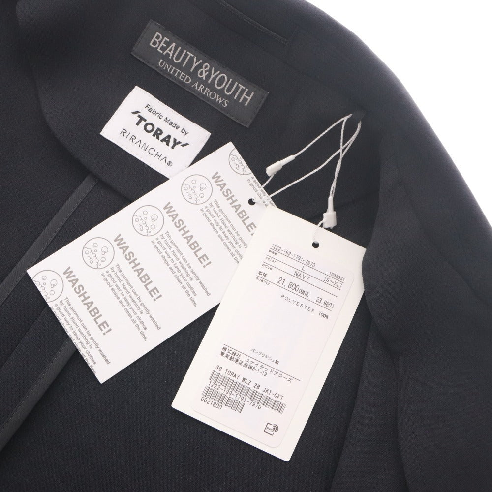 ■ BEAUTY&YOUTH UNITED ARROWS テーラードジャケット 長袖 アウター TORAY RIRANCHA 襟 ボタン メンズ L ネイビー タグ付き 未使用