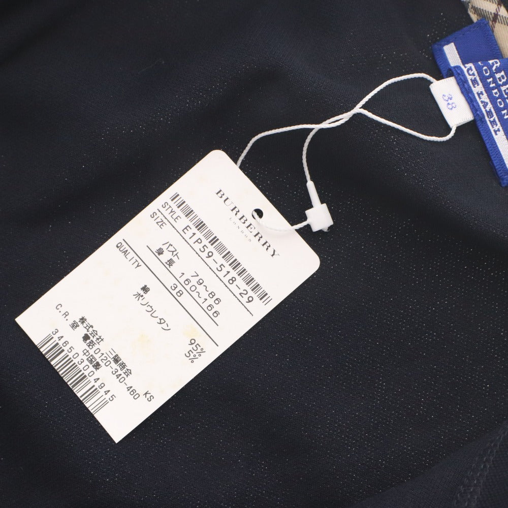 ■ BURBERRY BLUE LABEL ポロシャツ 半袖 トップス 襟裏ノバチェック ゴルフウエア可 三陽商会 レディース 38(M相当) 黒 タグ付き 未使用