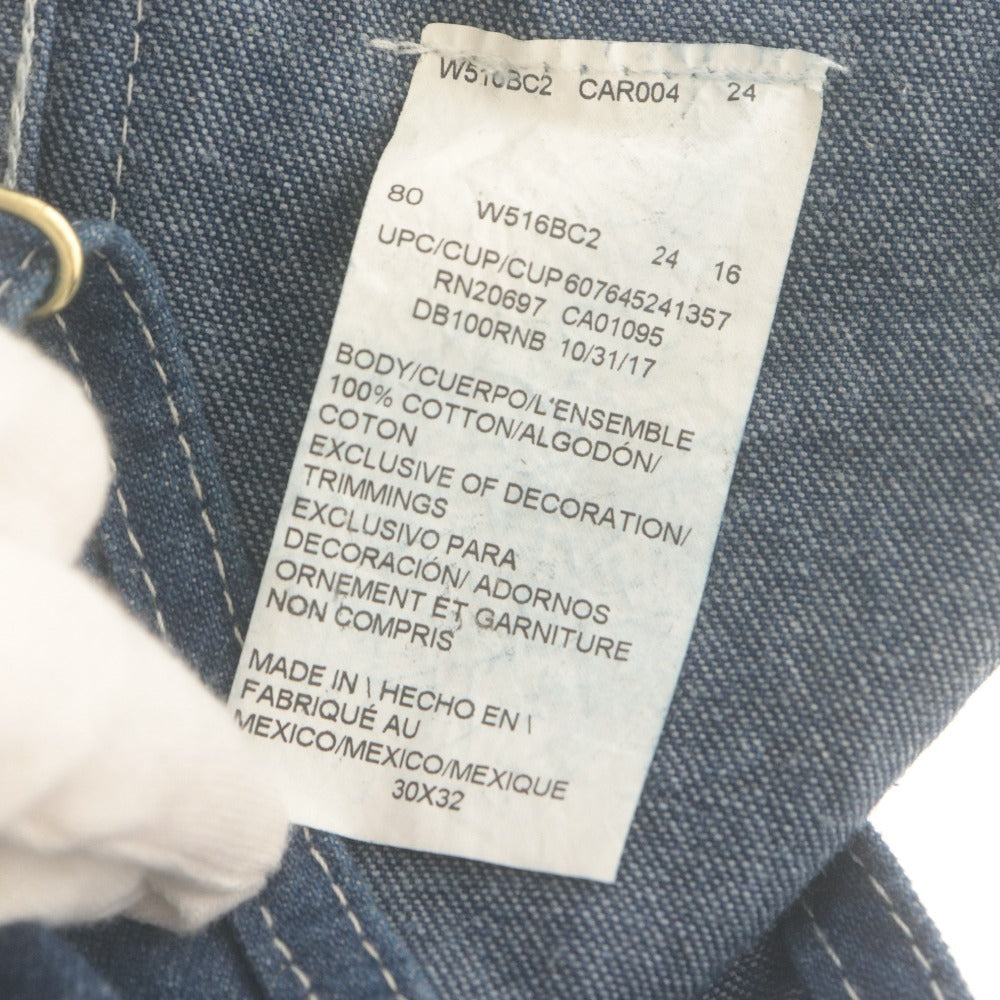■ Dickies Bib Overalls DB100 Bottoms Denim Patch Men's 30x32 Indigo Blue With Tags Unused