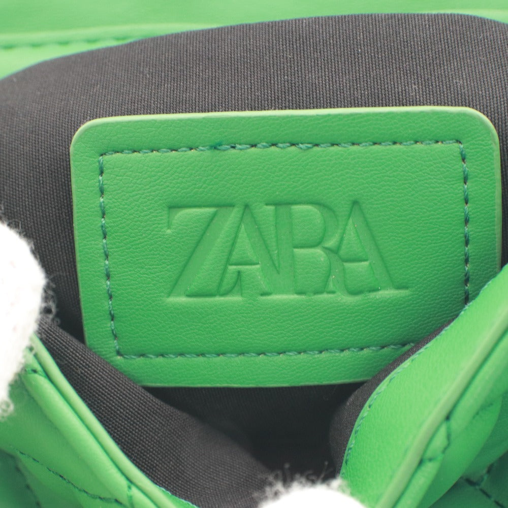 ■ ZARA ザラ ハンドバッグ 鞄 マグネット ポケット ゴールド金具 レディース グリーン系 未使用