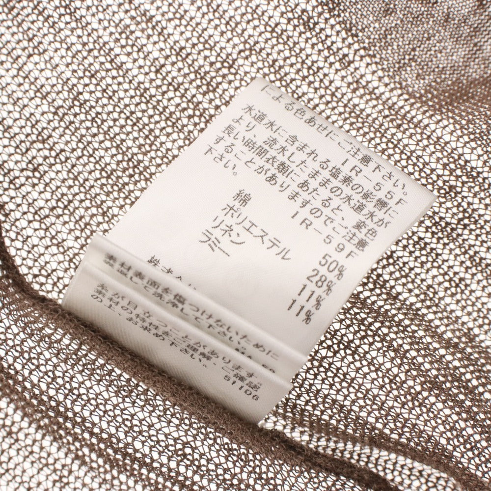 ■ MACKINTOSH マッキントッシュ カーディガン 長袖 アウター シアー 薄手 リボン リネン混 ラミー混 レディース 38 ブラウン
