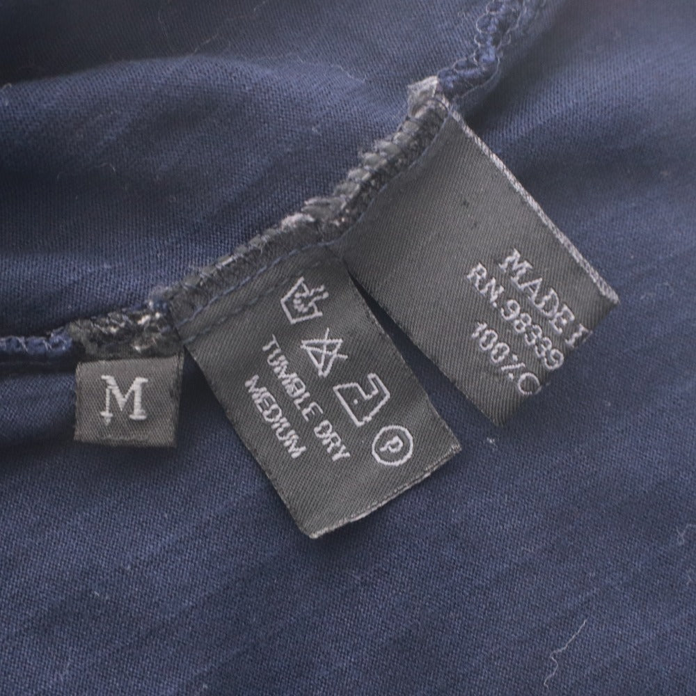 ■ Prada PRADA Polo Shirt Short Sleeve Top Solid 100% Cotton Made in Italy Men's M Navy