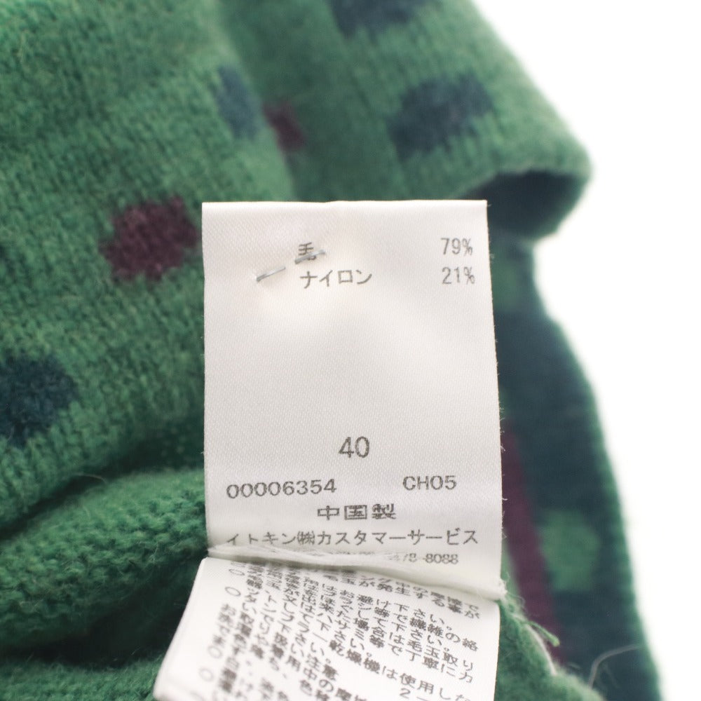 ■ Jocomomola by Sybilla Knit Dress Short Sleeve Tunic Polka Dot Pattern Women's 40 (L equivalent) Dark Green