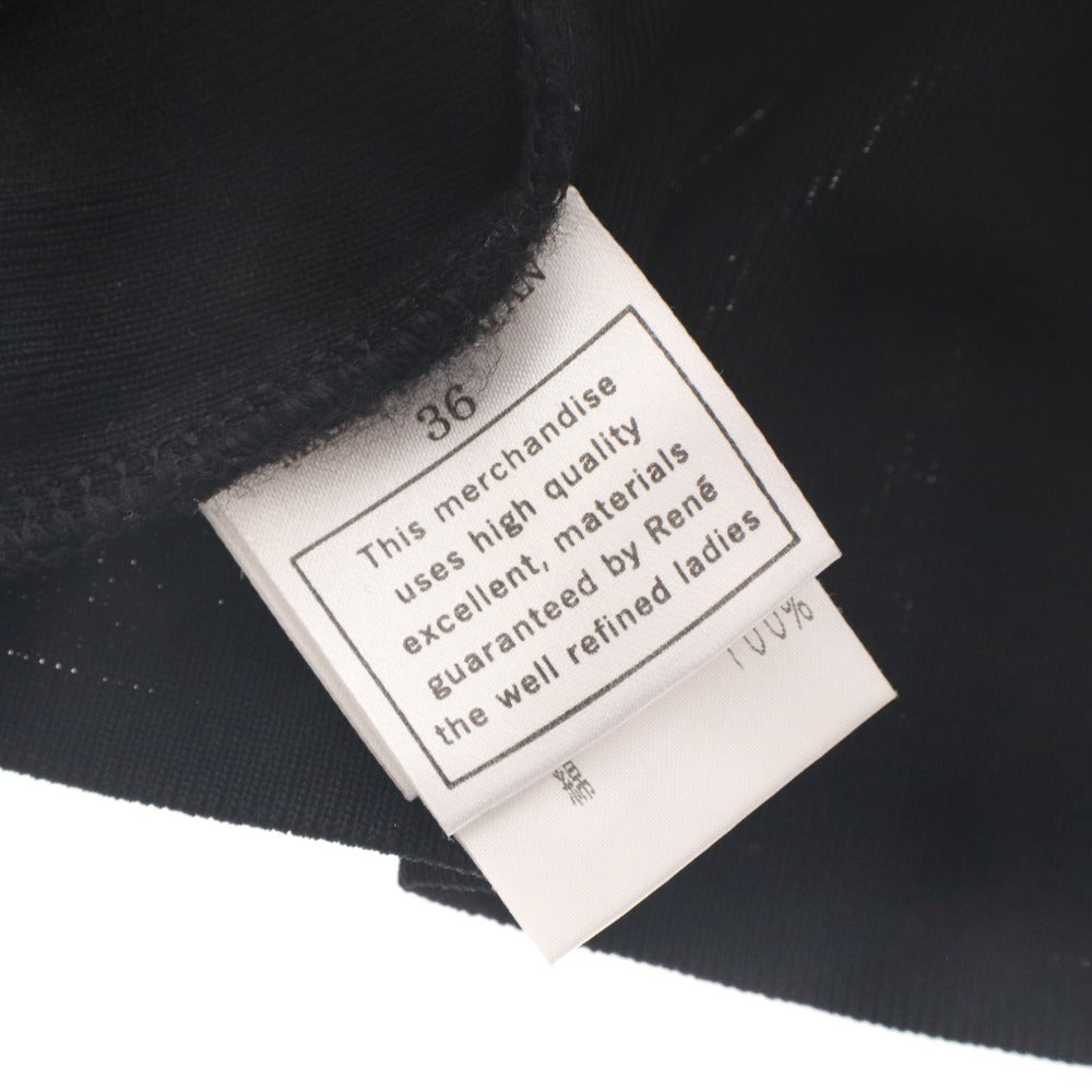 ■ Rene INTERNATIONAL Sweater Knit Cut and Sew Short Sleeve Top All-over Sleeve Pattern Made in Japan Women's 36 (M equivalent) Black etc.