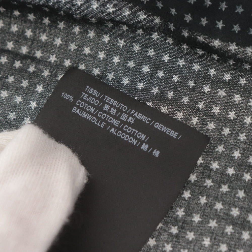 ■ Saint Laurent サンローラン シャツ トップス 襟 長袖 ボタン 胸ポケット 星型ドット柄 メンズ S ブラック系 未使用