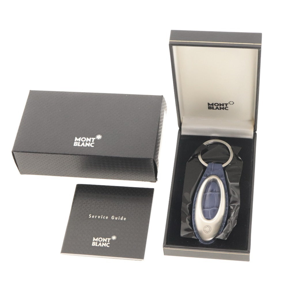■ モンブラン MONTBLANC キーリング キーホルダー M30238 レザー 型押し マットステンレス ドイツ製 ケース・箱付き 未使用