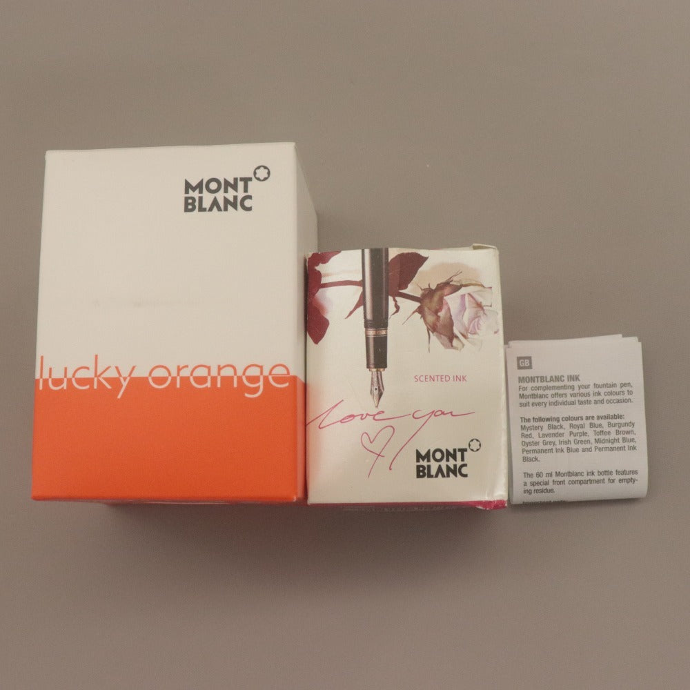 ■ モンブラン MONTBLANC インク ボトル 2点セット まとめ売り ラブレター ローズの香り ラッキーオレンジ 万年筆用 30ml 箱付き 未使用
