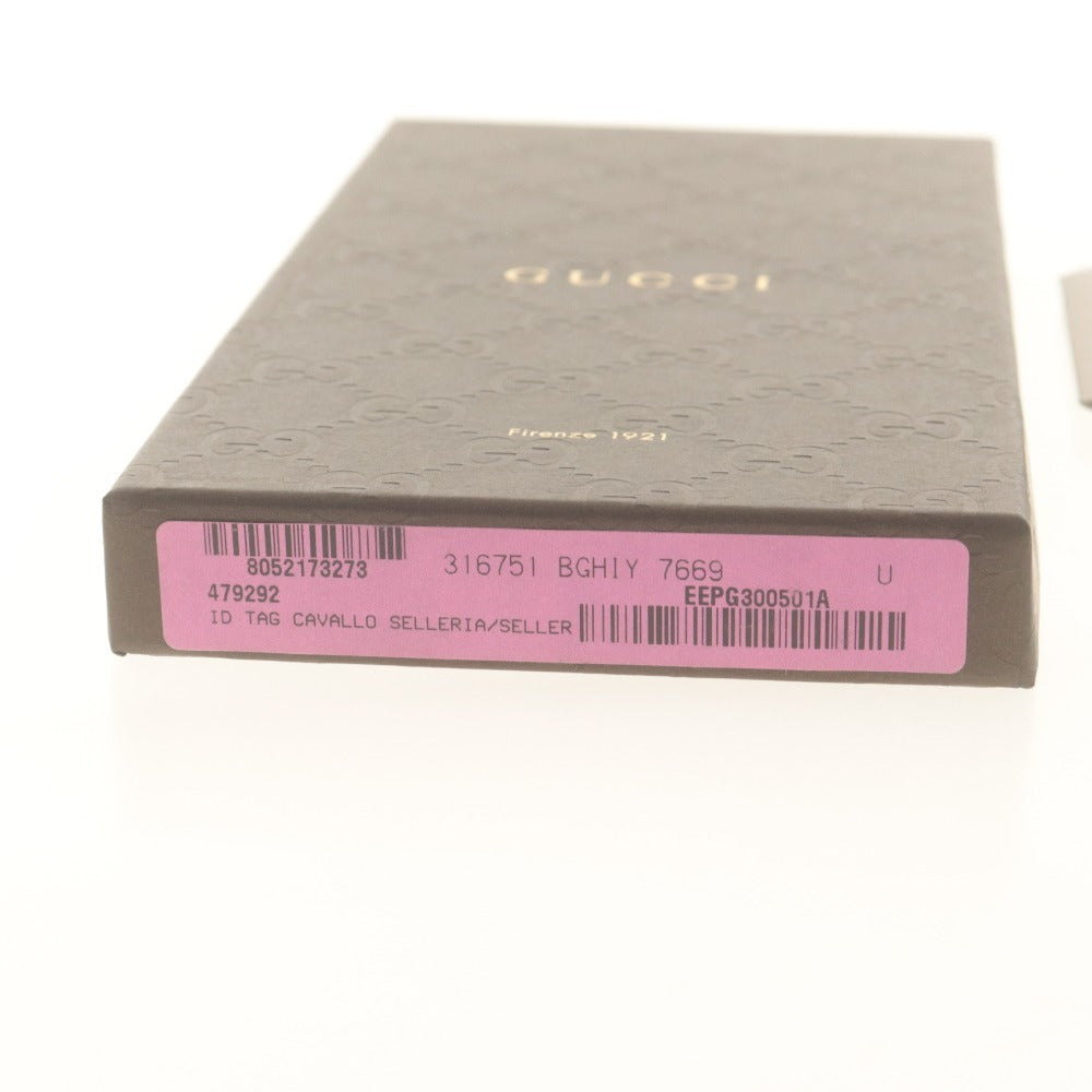 ■ GUCCI Name Tag Novelty Not For Sale Horse Gold Leather Orange Brownish Box Unused Unopened