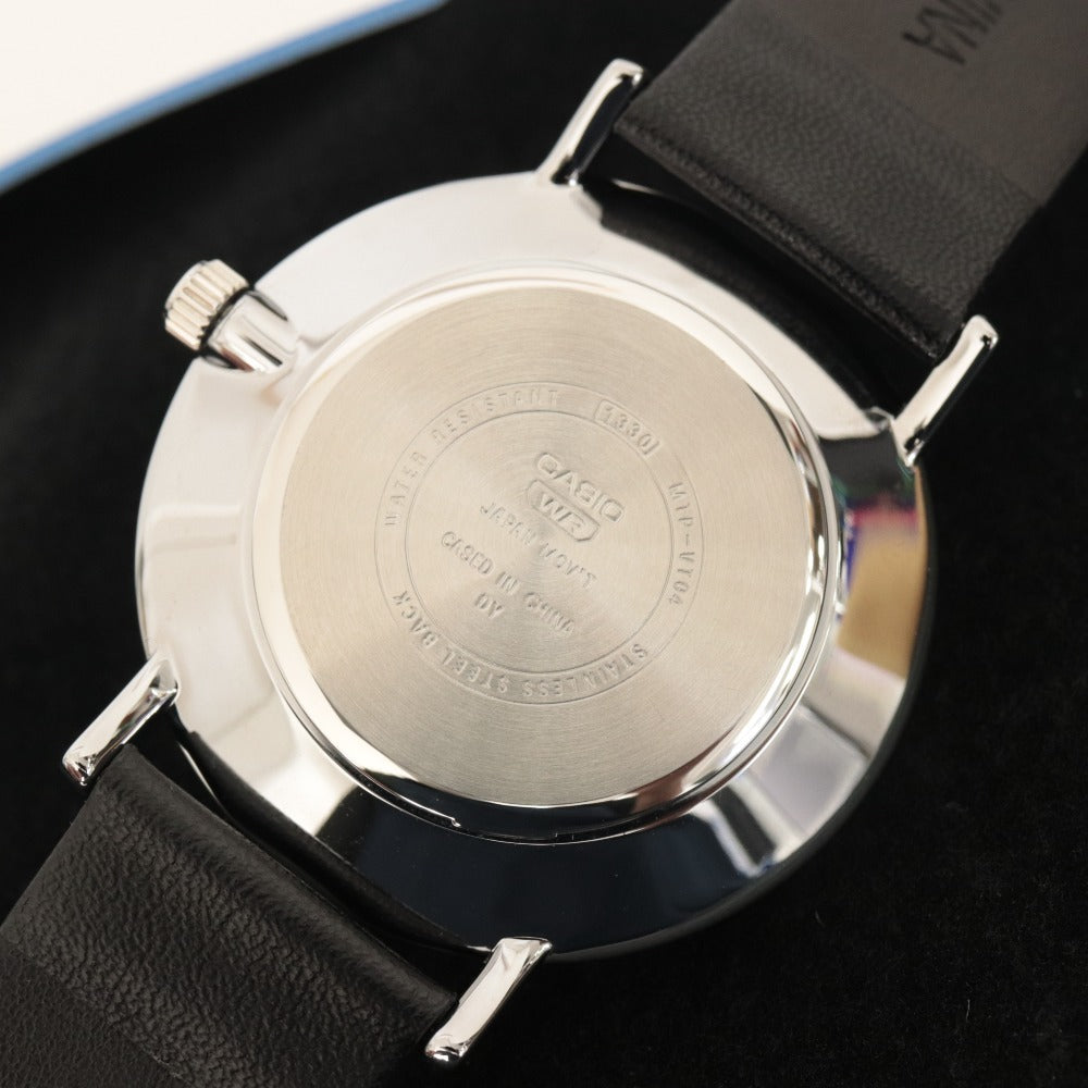 ■ CASIO 腕時計 チープカシオ MTP-VT04L-7EDF クオーツ ホワイト ブラックレザーバンド メンズ 海外モデル 並行輸入品 タグ付き 未使用