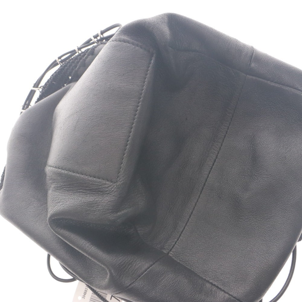 ■ JIL SANDER ジルサンダー ショルダーバッグ 鞄 ドローストリング レザー 牛革 レディース メンズ 黒 ブラック