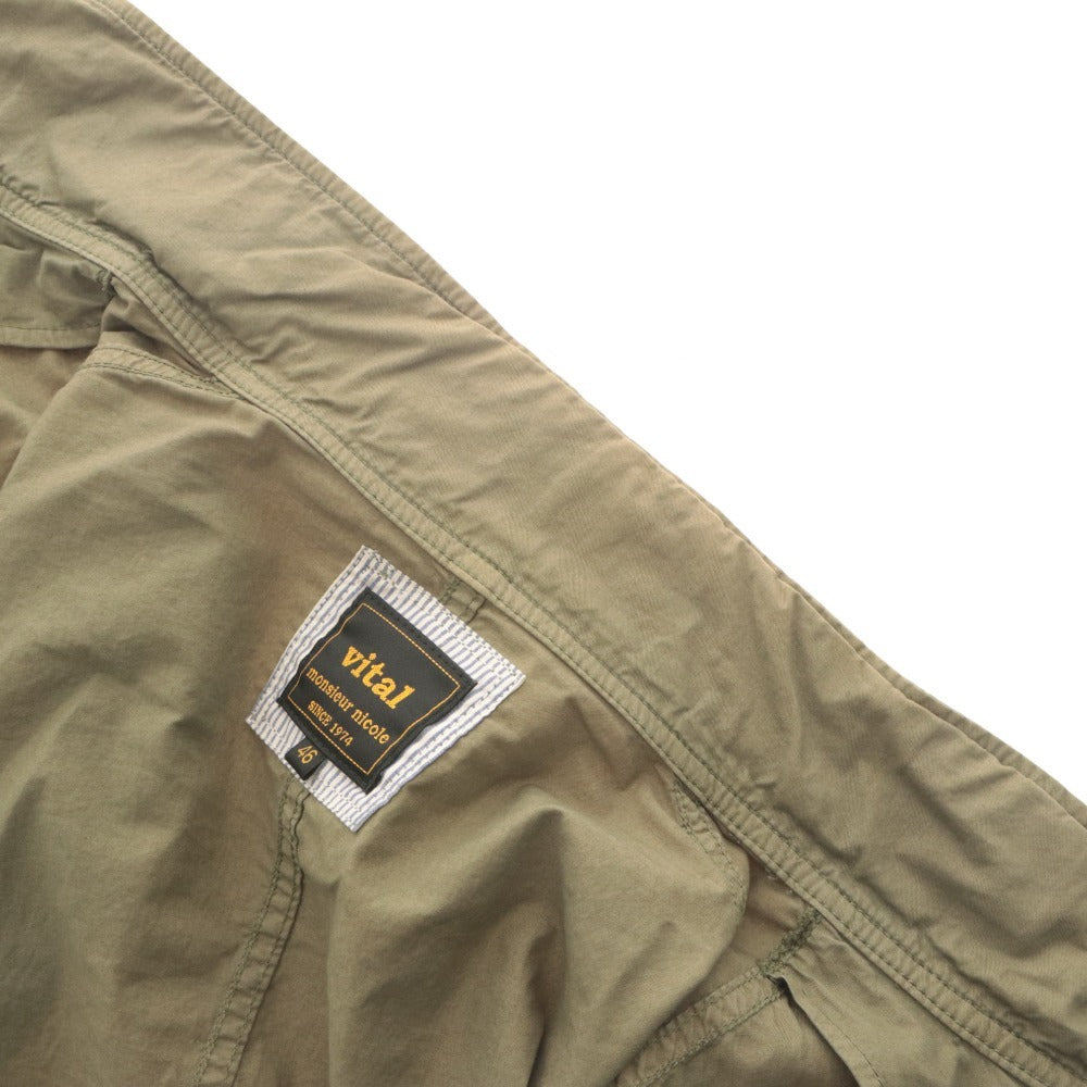 ■ vital MONSIEUR NICOLE Safari Jacket Long Sleeve Outerwear Military Field Button Zip Up Men's 46 (M equivalent) Khaki